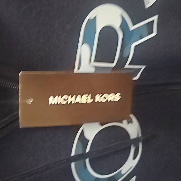 NWT Michael Kors Spellout Hoodie in Midnight blue with camouflage accents - Picture 6 of 7